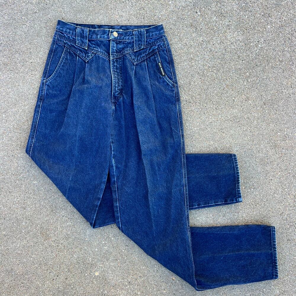 Vintage Rockies High Rise Pleated Taper Ankle V Yoke Cowgirl Western Jeans 28x36